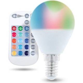 Fjernstyret LED-lampe med RGB, E14, G45, 5W