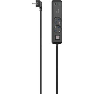 Hama 00223188 stikdåse 1,4 m 2 AC stikkontakt(er) Indendørs Sort