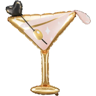 1 stk. Cocktails glas folieballon 126x93 cm med automatisk lukkesystem til helium og luft