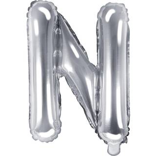 1 stk. Folieballon Bogstav N Sølv 35 cm - Perfekt til Festlig Dekoration