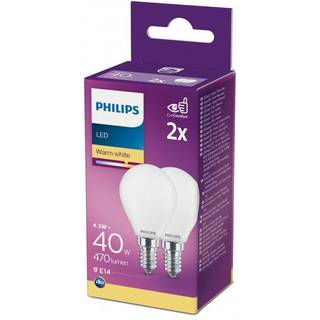 Philips LEDClassic Krone 40W E14 varm hvid mat ikke dæmpbar 2-stk - 8718699664862 ✓ På lager - klar til levering og afhentning