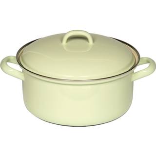 Riess Kasserole Emaille Topf Pastell Gelb mit Chromrand 16cm