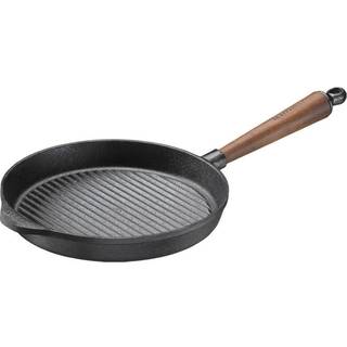 Skeppshult Walnuss Grillpfanne 25 cm - Gusseisen mit Walnussholzgriff - Braun,Schwarz