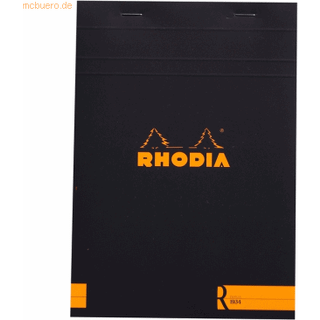 Rhodia 162012c - hæftede notesblok """" le r """" Nr. 16 sort - A5 - foret - 70 aftagelige ark - Elfenben Clairefontaine Paper 90 g/m - Velvety Touch
