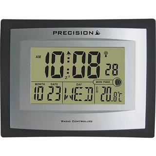 Præcision sølvfarvet LCD radiostyret ur