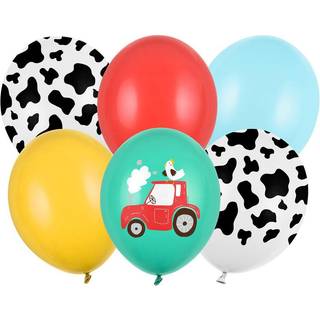6 stk. Bondegårdsfest Balloner farvemix 30 cm - Perfekte til alle festlige lejligheder