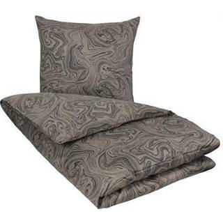 Mønstret sengetøj 150x210 cm - 100% Blødt bomuldssatin - Marble dark grey - By Night sengesæt