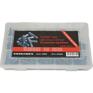 EXPANDET Super plugs sortimentsæske 5,6,8 mm 250stk