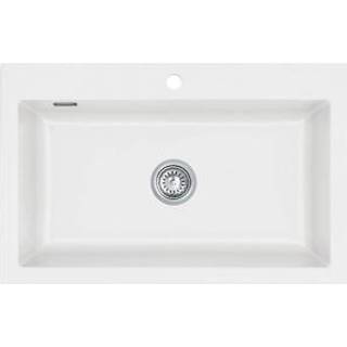Lavabo Mera 80 porcelæn køkkenvask med hanehul 800 x 510 mm til nedfældning i Mat hvid