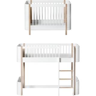 Oliver Furniture Ombygningssæt fra Wood Mini+ Tremmeseng Basic til halvhøj seng - hvid/eg