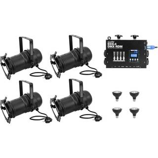 Eurolite Set 4x PAR-30 Spot bk dim2warm + EDX-4 DMX RDM LED Dimmer Pack TILBUD