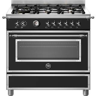 HER96L1ENET Heritage gaskomfur med ovn, 90 cm, mat sort