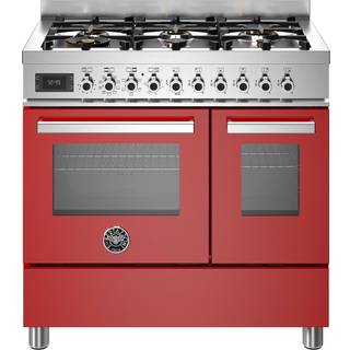 PRO96L2EROT Professional gaskomfur med dobbeltovn, 90 cm, rød