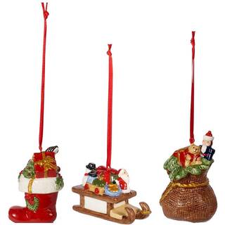 Villeroy & Boch Nostalgic juletræsophæng gaver 3-pak Rød-brun