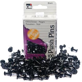 Charles Leonard Push Pins Black 100-Pack (200-BK)