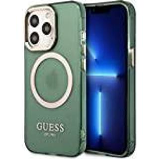Guess iPhone 13 Pro / 13 grøn hardcase med guld kant, gennemsigtig MagSafe