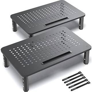 Evoomi Back Saver Monitor Stand til skrivebord - 2 Pack Monitor Riser - Anti -Skid HD Hexagonal Steel Computer Stand - Gratis kabelb?nd - Mesh Me