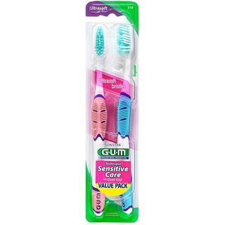 Gummiteknik F?lsom pleje Tandb?rste med quad-greb h?ndtag Fuldt hoved og ultra bl?de b?rster til fjernelse af plak