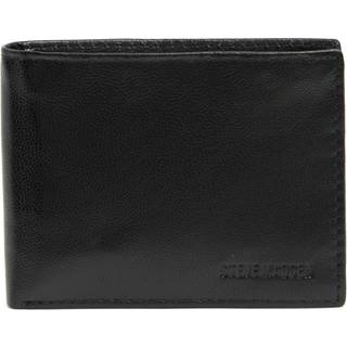 Steve Madden Herre RFID-lommebog i ægte læder med ekstra kapacitet, 7 kortlommer, Vedhæftede fliplommer, Sort (Glove)