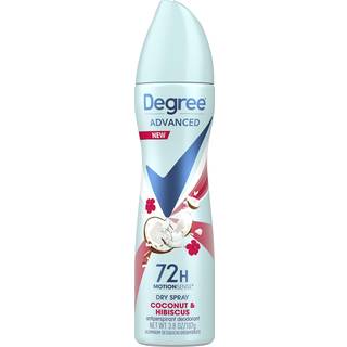 Degree Avanceret Kokosnød og Hibiskus Tørspray Antiperspirant: 72-timers sved- og lugtbeskyttelse med kropsvarmeaktiveret teknologi