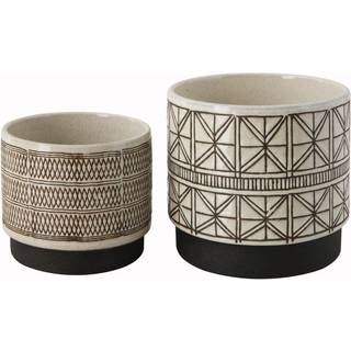 Kreative co-op hvide stent?jsplantagere med sorte designs (s?t med 2 design)