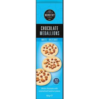 Nordthy Chokolade Medaljoner Hvid & Hasselnød - 60 g
