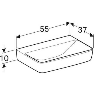 Geberit Renova Compact håndvask: B=55cm, T=37cm, Hanehul=Uden, Overløb=Uden, Hvid