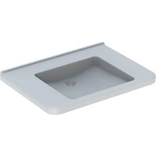 Geberit Renova Comfort Square håndvask, barrier-free: B=75cm, T=55cm, Hanehul=Uden, Overløb=Uden, Hvid / KeraTect