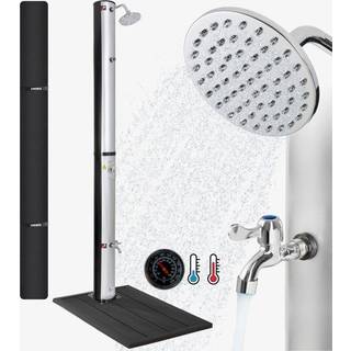 Arebos® udebruser 37L sølv & gulvelement antracit, inkl. hætte & fodbruser, rund
