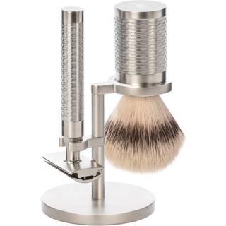 Mühle Barbersæt med DE-skraber, Fibre Barberkost og Holder, Rocca, Rustfrit stål - Mat finish