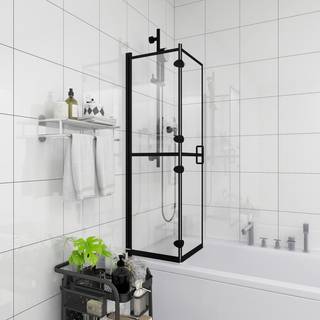 foldbar brusekabine 120x140 cm sikkerhedsglas sort