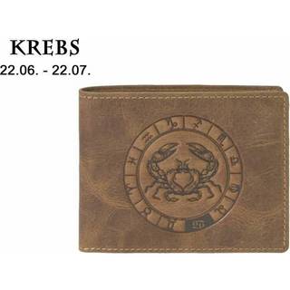 Geldbörse Leder 12x9cm "Vintage" mit Sternzeichen Krebs 1705 | Greenburry.de