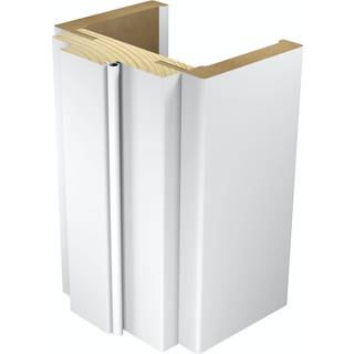 Glat gerigt 19x92 mm. til flex +karm hvid omviklet NCS S0505-Y, skåret i gering.
