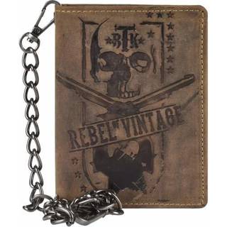 Geldbörse Leder 10x12cm mit Kette Rebel Skull "Vintage" antikbraun SK-1796A-25 | Greenburry.de