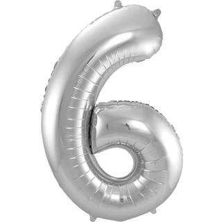 6 Formet Nummer Folieballon (Sølv, 86 cm)