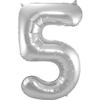5 Formet Nummer Folieballon (Sølv, 86 cm)