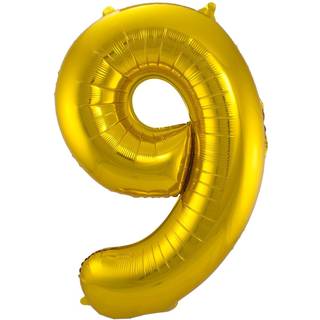 9 Formet Nummer Folieballon (Guld, 86 cm)