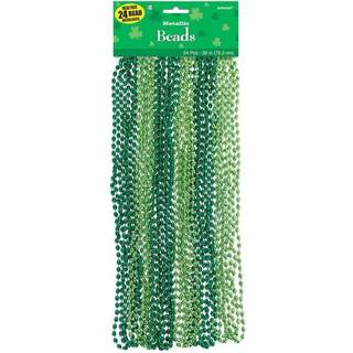 Amscan Metallic Green Beaded Necklace - 30 """" | 24 pcs | Perfekt brug til gr?nt tilbeh?r St. Patrick's Day Decorations Party Supplies Party Favou