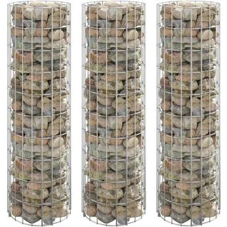 rundt gabion-havebede 3 stk. Ø30x100 cm galvaniseret stål