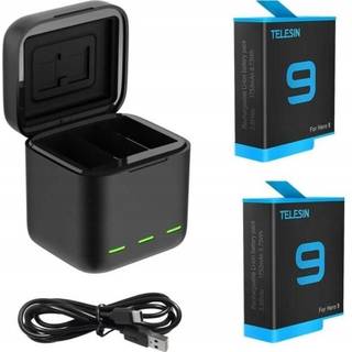 TELESIN 3-slot charger box for GoPro Hero 9 / Hero 10 / Hero 11 / Hero 12 + 2 batteries