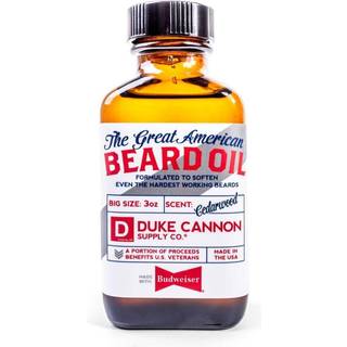 Duke Cannon Great American Beard Oil med Budweiser - 3oz. | Naturlig konditionering m/abrikos kerneolier | Infused m/?gte Budweiser ?lprotein | V