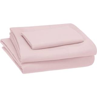 Amazon Basics Kid's Soft Easy-Wash Lightweight Microfiber 3-Piece Sheet Set Twin Light Pink Solid
