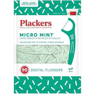 Plackers Micro Mint tandtrådspinde, 90 stk. (3-pak) – mynteagtige, forudskårne tandtrådspinde til grundig og nem rengøring
