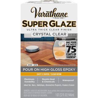 Varathane Rust-Oleum Parks Super Glaze 241352 Ultra Glossy Epoxy Finish and Preservative Kit Clear 32 fl oz