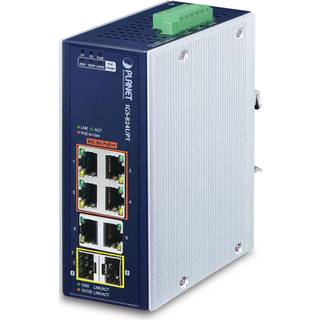 PLANET IP30 Industrial 4-Port Ikke administreret Gigabit Ethernet (10/100/1000) Strøm over Ethernet (PoE) Blå, Hvid