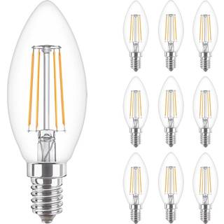 Fordelspakke 10x Philips Corepro LED Kerte E14 filament klar 4.3W 470lm - 827 ekstra varm hvid | erstatter 40W