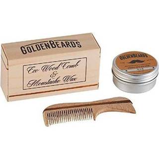 Golden Beards Moustache Wax & Eco Wood Comb 7,5cm (1 sæt)