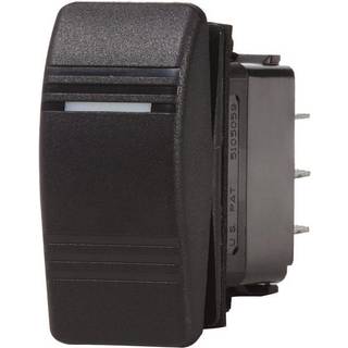 Returfjedrende strømafbryder Blue Sea Systems Contura III Switch DPDT, 2-polet, (På)-Fra-På, 20 A (12 V) / 15 A (24 V), med belysning, sort