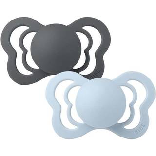 Bibs Pacifier Couture Silicone Size 1 Iron/Baby Blue (2 stk)