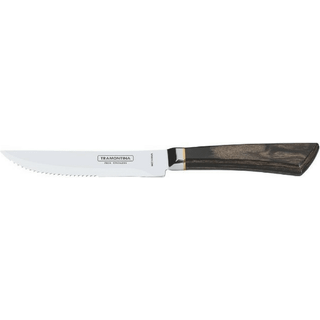 Grillkniv / Steakkniv fuldsmedet med Bølge-Skær og Træskaft (flere varianter) - TRAMONTINA - Mørkebrun